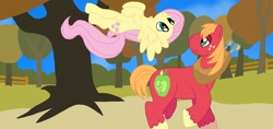 Size: 3644x1714 | Tagged: safe, artist:ironhorseshoe, imported from derpibooru, big macintosh, fluttershy, earth pony, pony, fluttermac, male, shipping, stallion, straight