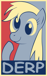 Size: 1005x1618 | Tagged: dead source, safe, artist:equestria-election, imported from derpibooru, derpy hooves, pegasus, pony, artifact, derp, female, hope poster, mare, solo