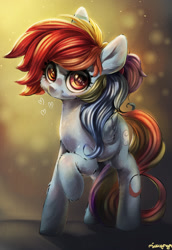 Size: 856x1241 | Tagged: safe, artist:carligercarl, imported from derpibooru, rainbow dash, pegasus, pony, chest fluff, cute, dust, female, fluffy, heart, leg fluff, one hoof raised, raised hoof, solo