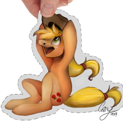 Size: 1024x1024 | Tagged: safe, artist:casynuf, imported from derpibooru, applejack, female, paper pony, solo