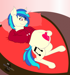 Size: 1120x1200 | Tagged: safe, artist:slimeyjenkins, imported from derpibooru, dj pon-3, vinyl scratch, belly, clothes, female, hearts and hooves day, hoodie, painted belly, pregnant, solo