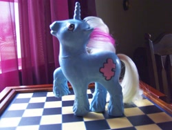 Size: 2576x1932 | Tagged: safe, artist:chargal4, imported from derpibooru, oc, oc only, oc:jigsaw, autism, custom, customized toy, g1, irl, photo, puzzle piece, solo, toy, unfortunate design, unfortunate implications, world autism awareness day