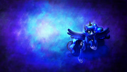 Size: 2560x1440 | Tagged: safe, artist:freezyfoop, artist:sgtwaflez, imported from derpibooru, princess luna, female, solo, space, wallpaper