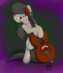 Size: 1184x1372 | Tagged: safe, artist:btbunny, imported from derpibooru, octavia melody, earth pony, pony, biting, cello, female, gritted teeth, mare, musical instrument, pulling, solo, string