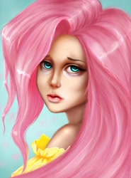 Size: 756x1024 | Tagged: safe, artist:queenofhamsters, imported from derpibooru, fluttershy, human, female, humanized, solo