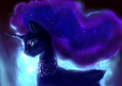 Size: 1024x724 | Tagged: safe, artist:elkaart, imported from derpibooru, princess luna, alicorn, pony, alternate hairstyle, female, mare, solo