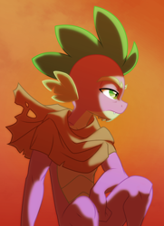 Size: 1024x1416 | Tagged: safe, artist:lopoddity, deleted from derpibooru, imported from derpibooru, spike, dragonquest 2, older, older spike, solo, sunset