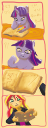 Size: 553x1477 | Tagged: safe, artist:trixsun, imported from derpibooru, sunset shimmer, twilight sparkle, equestria girls, comic, female, lesbian, shipping, sunsetsparkle, twilight sparkle (alicorn)