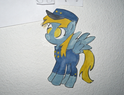 Size: 1681x1287 | Tagged: safe, artist:punksweet, imported from derpibooru, derpy hooves, pegasus, pony, colored sketch, female, mailpony, mare, papercraft, solo