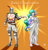 Size: 1200x1248 | Tagged: safe, artist:pia-sama, imported from derpibooru, princess celestia, human, blackletter, breasts, busty princess celestia, crossover, dark souls, female, fist bump, humanized, jolly cooperation, orange background, praise the sun, simple background, solaire of astora