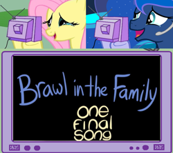 Size: 982x873 | Tagged: safe, artist:matthew taranto, imported from derpibooru, fluttershy, princess luna, gamer luna, brawl in the family, crying, epic ending, exploitable meme, manly tears, meme, obligatory pony, palindrome get, tv meme