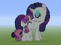 Size: 1280x946 | Tagged: safe, imported from derpibooru, rarity, sweetie belle, minecraft, minecraft pixel art, pixel art