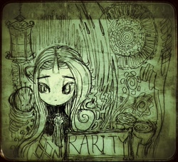 Size: 992x902 | Tagged: safe, artist:sigpi, imported from derpibooru, rarity, female, monochrome, solo, traditional art