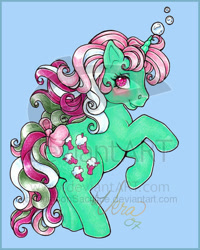 Size: 400x501 | Tagged: safe, artist:penanggalan, imported from derpibooru, fizzy, pony, unicorn, female, g1, mare, simple background, solo