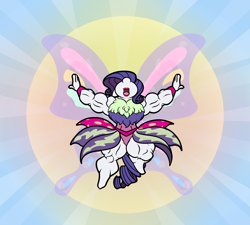 Size: 1000x900 | Tagged: safe, artist:glux2, imported from derpibooru, rarity, anthro, sonic rainboom (episode), alternate scenario, chest fluff, clothes, female, glimmer wings, gossamer wings, impossibly large chest fluff, leotard, muscles, ripped rarity, solo, sun, this will end in tears and/or death, wahaha