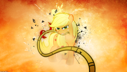 Size: 1920x1080 | Tagged: safe, artist:antylavx, artist:godoffury, edit, imported from derpibooru, applejack, hatless, lasso, looking at you, missing accessory, rope, vector, wallpaper, wallpaper edit