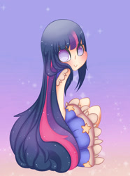 Size: 1260x1696 | Tagged: safe, artist:nezhiel, imported from derpibooru, twilight sparkle, human, clothes, cute, female, happy, humanized, looking at you, looking back, solo