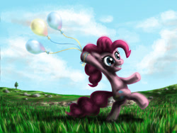 Size: 1024x768 | Tagged: safe, artist:xx-mr-no-name-xx, imported from derpibooru, pinkie pie, pony, balloon, bipedal, female, solo