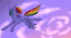 Size: 1846x1000 | Tagged: safe, artist:lightning-stars, artist:ls_skylight, imported from derpibooru, rainbow dash, female, flying, solo