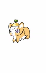 Size: 707x1131 | Tagged: safe, artist:nootaz, imported from derpibooru, screwball, corgi, dog, female, hat, propeller hat, solo, species swap, swirly eyes, tongue out