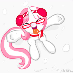 Size: 1300x1300 | Tagged: safe, artist:potzm, imported from derpibooru, oc, oc only, oc:lawyresearch, pony, unicorn, clothes, earmuffs, glasses, scarf, solo, tongue out