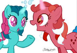 Size: 635x439 | Tagged: safe, artist:desiray101, imported from derpibooru, fizzy, galaxy (g1), pony, twinkle eyed pony, unicorn, base used, bubble, g1, g1 to g4, g4, generation leap, magic, simple background