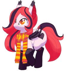 Size: 1113x1227 | Tagged: safe, imported from derpibooru, oc, oc only, oc:arrhythmia, bat pony, pony, clothes, scarf, socks, solo