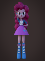 Size: 800x1080 | Tagged: safe, artist:3d thread, artist:creatorofpony, edit, imported from derpibooru, pinkie pie, equestria girls, /mlp/, 3d, 3d model, blender, boots, clothes, female, heil, moustache, nazi, salute, shirt, sieg heil, skirt, solo