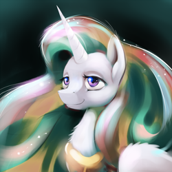 Size: 750x750 | Tagged: safe, artist:gsphere, imported from derpibooru, princess celestia, female, smiling, solo