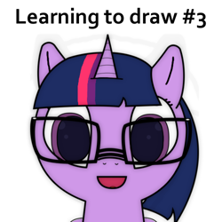 Size: 500x500 | Tagged: safe, artist:gergtaltd, imported from derpibooru, sci-twi, twilight sparkle, female, glasses, learning to draw, solo, unicorn sci-twi