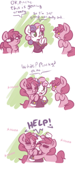 Size: 490x1118 | Tagged: safe, artist:haute-claire, imported from derpibooru, ruby pinch, sweetie belle, ask ruby pinch, :t, ask, blushing, clothes, comic, cute, duality, eyes closed, eyes on the prize, frown, grin, hape, help, horn piercing, hug, meanie belle, open mouth, self ponidox, smiling, starry eyes, tumblr, underhoof, wide eyes, wingding eyes