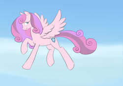 Size: 1216x850 | Tagged: safe, artist:carnifex, imported from derpibooru, oc, oc only, oc:princess north star, flying, offspring, parent:princess cadance, parent:shining armor, parents:shiningcadance