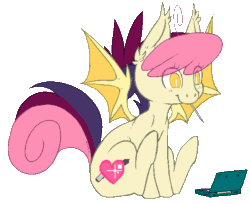 Size: 628x513 | Tagged: safe, artist:cappydarn, imported from derpibooru, oc, oc only, oc:micari nova, bat pony, pony, 3ds, animated, nintendo, simple background, transparent background