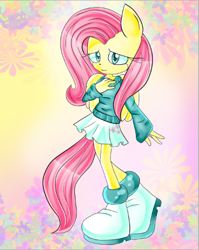 Size: 340x428 | Tagged: safe, artist:natik2004, imported from derpibooru, fluttershy, anthro, plantigrade anthro, female, solo, sonic the hedgehog (series), sonicified, style emulation