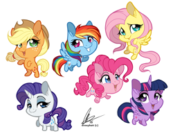 Size: 884x692 | Tagged: safe, artist:dvixie, deleted from derpibooru, imported from derpibooru, applejack, fluttershy, pinkie pie, rainbow dash, rarity, twilight sparkle, alicorn, pony, chibi, cute, dashabetes, diapinkes, female, jackabetes, mane six, mare, raribetes, shyabetes, twiabetes, twilight sparkle (alicorn)