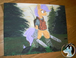 Size: 3135x2392 | Tagged: safe, artist:marcoon1305, artist:ncmares, imported from derpibooru, scootaloo, female, solo, sword