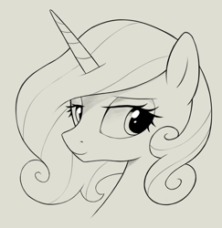 Size: 766x788 | Tagged: safe, artist:kas92, imported from derpibooru, fleur-de-lis, female, monochrome, portrait, sketch, solo