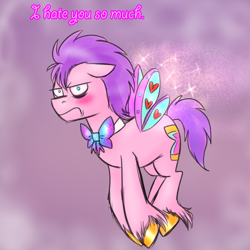 Size: 750x750 | Tagged: safe, artist:jitterbugjive, imported from derpibooru, doctor whooves, time turner, ask discorded whooves, butterfly wings, discord whooves, doctor whooves is not amused, girly, poison joke, tumblr, tumblr comic, unshorn fetlocks