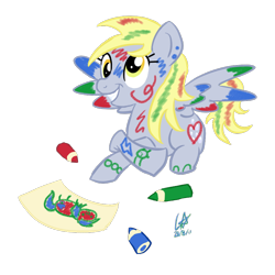 Size: 800x800 | Tagged: safe, artist:star-poke, imported from derpibooru, derpy hooves, pegasus, pony, crayon, female, mare, solo