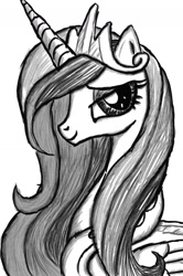 Size: 1053x1586 | Tagged: safe, artist:lethal-doorknob, imported from derpibooru, princess cadance, female, monochrome, solo