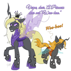 Size: 1280x1280 | Tagged: safe, artist:wiggles, imported from derpibooru, oc, oc only, oc:queen vaspira, changeling, changeling queen, bambi 2, brown changeling, changeling queen oc, female, purple changeling, solo