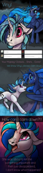 Size: 1280x5108 | Tagged: safe, artist:casynuf, imported from derpibooru, dj pon-3, princess luna, vinyl scratch, comic, crying, curved horn, dream walker luna, dreamwalker-luna, hair chain, jewelry, tumblr