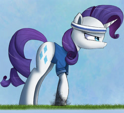Size: 1500x1368 | Tagged: safe, artist:ncmares, imported from derpibooru, part of a set, rarity, pony, american football, clothes, female, headband, indianapolis colts, jersey, nfl, raised hoof, solo, super bowl, super bowl xlix