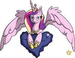 Size: 2568x1982 | Tagged: safe, artist:amberpendant, imported from derpibooru, princess cadance, female, pillow, simple background, solo, transparent background