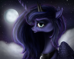 Size: 3000x2400 | Tagged: safe, artist:smilingm00n, imported from derpibooru, princess luna, crying, female, moon, night, solo