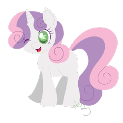 Size: 1000x1000 | Tagged: safe, artist:professorsly, imported from derpibooru, sweetie belle, female, simple background, solo, transparent background, wink