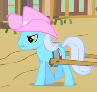 Size: 190x180 | Tagged: safe, imported from derpibooru, screencap, cormano, earth pony, pony, over a barrel, background pony, harness, hat, male, solo, stallion, tack