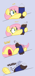 Size: 538x1172 | Tagged: safe, artist:shoutingisfun, imported from derpibooru, fluttershy, pegasus, pony, adorable distress, bebsi, clumsy, comic, cute, fail, female, horse problems, mare, nose in the air, open mouth, pepsi, shyabetes, soda, solo, you tried