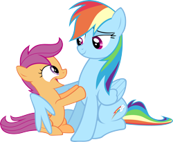 Size: 4000x3280 | Tagged: safe, artist:acer-rubrum, imported from derpibooru, rainbow dash, scootaloo, hug, simple background, transparent background, vector, winghug