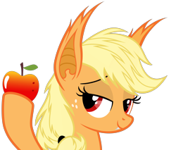 Size: 6000x5100 | Tagged: safe, artist:magister39, imported from derpibooru, applejack, bat pony, pony, absurd resolution, apple, applebat, bat ponified, female, looking at you, race swap, simple background, solo, transparent background, vector